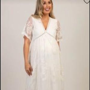 Pink Blush Ivory Lace Maternity Dress